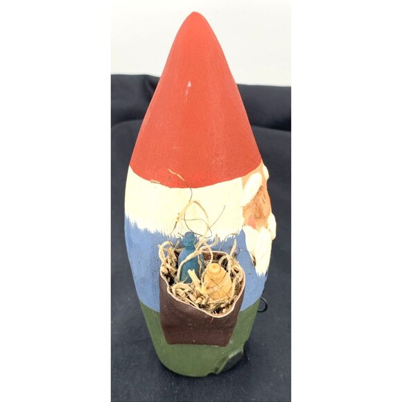 Santa Gnome with Basket Figure Folk Art Wood Pharmacist Pharmacy Tech 6.5" - Picture 3 of 8